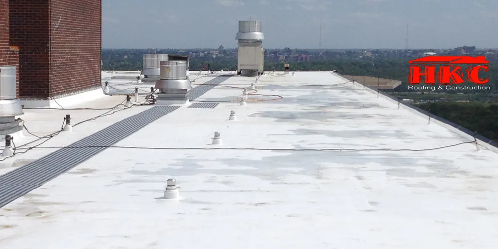 Single-ply membrane on a commercial building, HKC Roofing & Construction