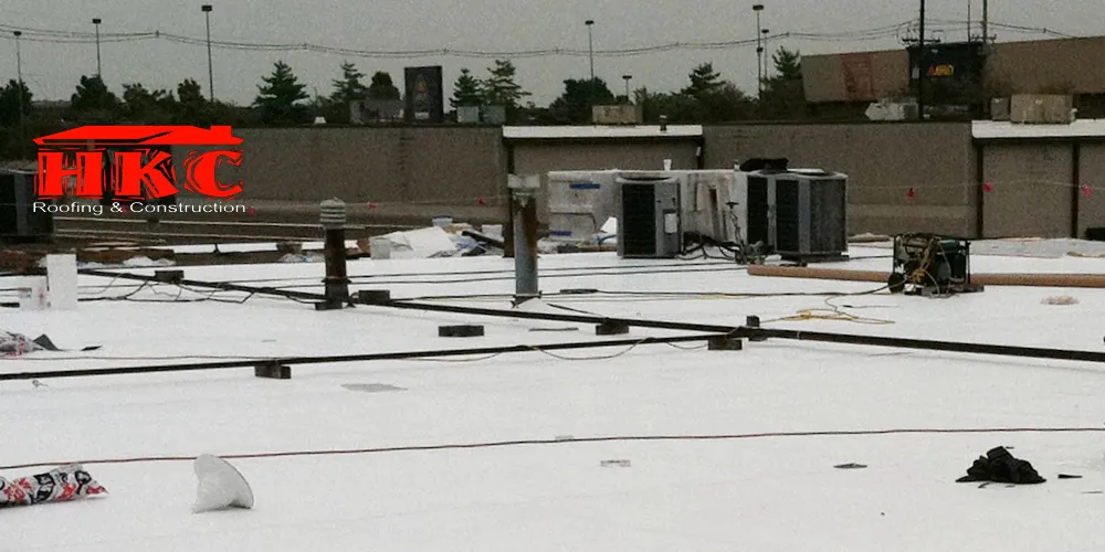 Single-ply membrane on a retail roof, HKC Roofing & Construction