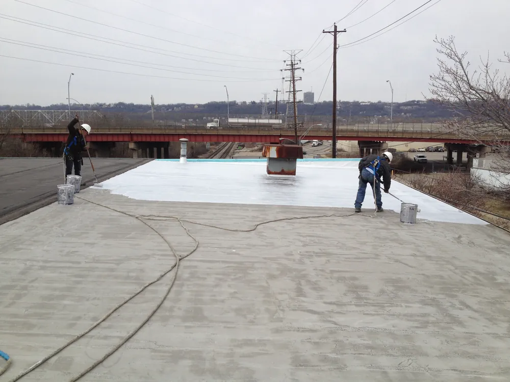 Restoration coating on a large roof, HKC Roofing & Construction