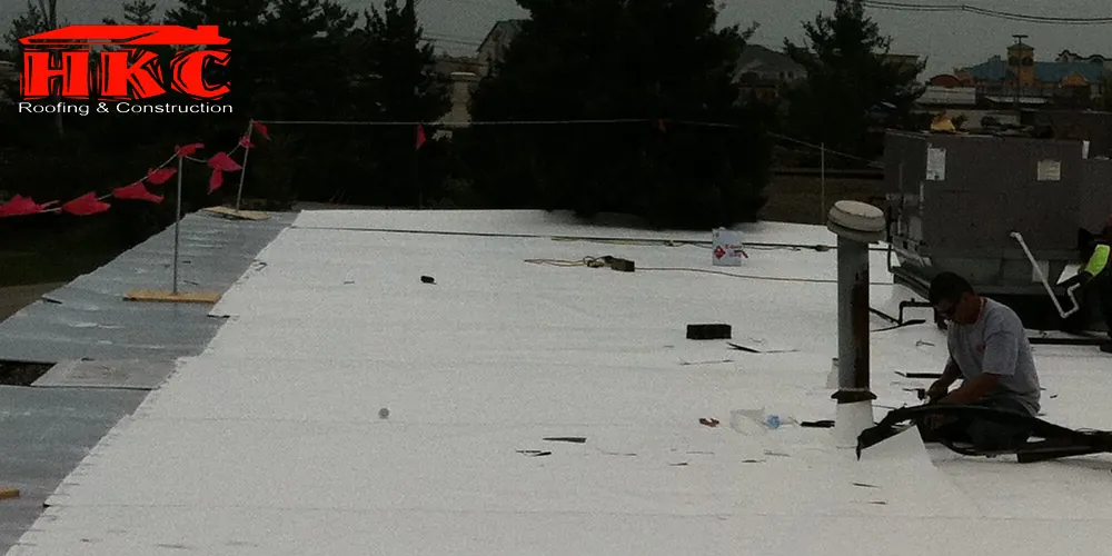 Commercial membrane roof installation, HKC Roofing & Construction